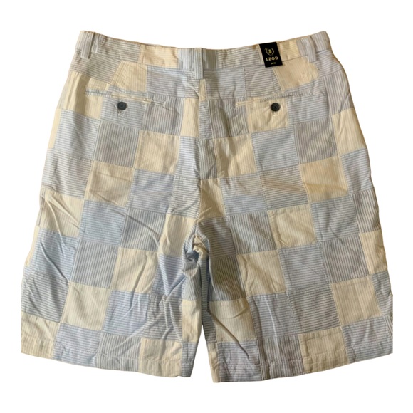 IZOD Vintage Y2K Light Blue & White Madras Plaid Patch Shorts - NEW - Size 36 - Picture 7 of 7